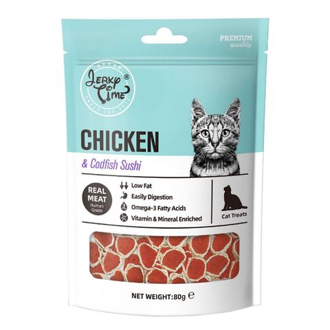 Jerky Time Chicken & Codfish Sushi Cat Treat with Real Meat 80g