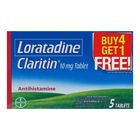 Claritin Loratadine 10mg (Promo Pack Buy 4 Get 1 Free!) 5 Pieces