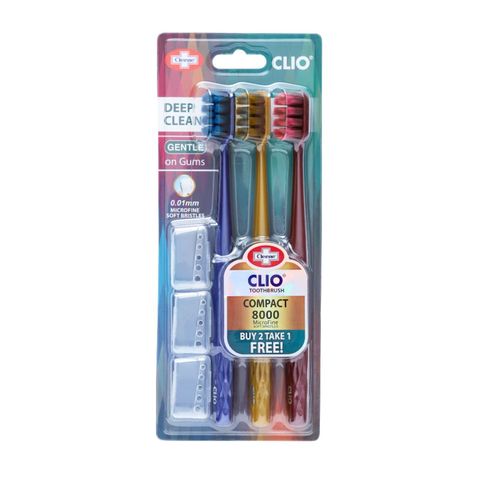 Cleene Clio Toothbrush Compact 8000 (Buy 2 Take 1) 3 Pieces