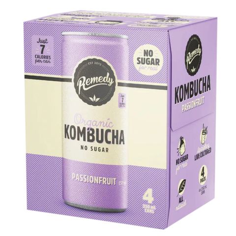 Remedy Organic Kombucha Passionfruit 4 x 250ml