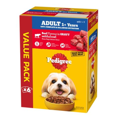 Pedigree Adult Beef Value Pack 6 x 130g