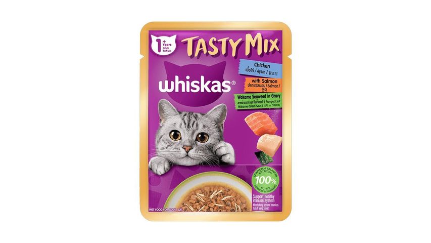 Whiskas Tasty Mix Chicken with Salmon Wakame Seaweed in Gravy 70g