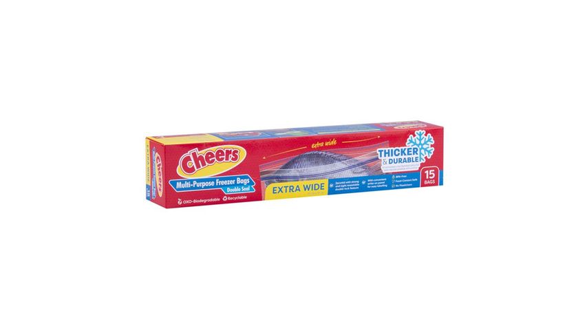 Cheers Zipper Freezer Bags Extra Wide 15 Bags