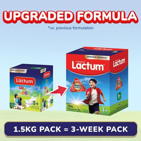 Lactum 3+ Plain 1500G Powdered Milk Drink for Kids Over 3 up to 5 Years Old