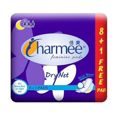 Charmee Dry Net Heavy Flow or Night Use with Wings Sanitary Napkin 9 Pieces