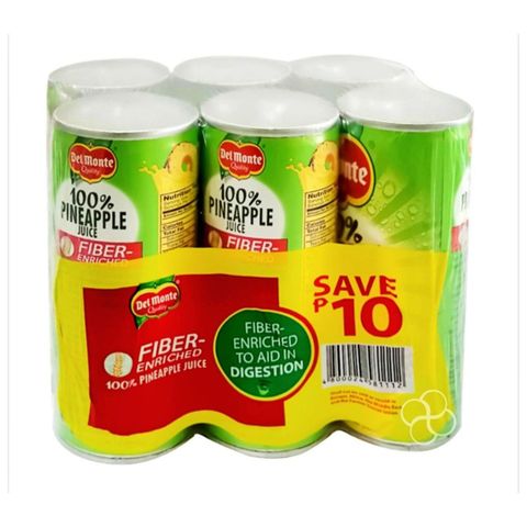 Del Monte Fiber Enriched 100% Pineapple Juice 220mL x6