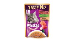 Whiskas Tasty Mix Seafood Cocktail Wakame Seaweed in Gravy 70g