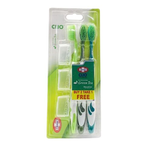 Cleene Clio Toothbrush Refreshing Green Tea (Buy 2 Take 1) 3 Pieces