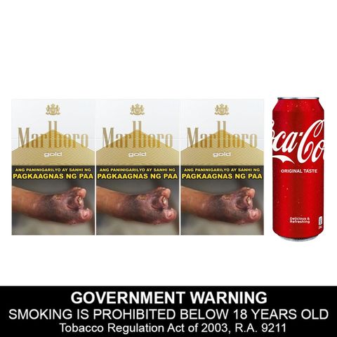Marlboro Gold 3 x 20 Pieces + Coke Regular Can 320ml