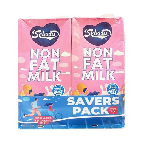 Selecta Non Fat Milk Savers Pack 2 x 1L