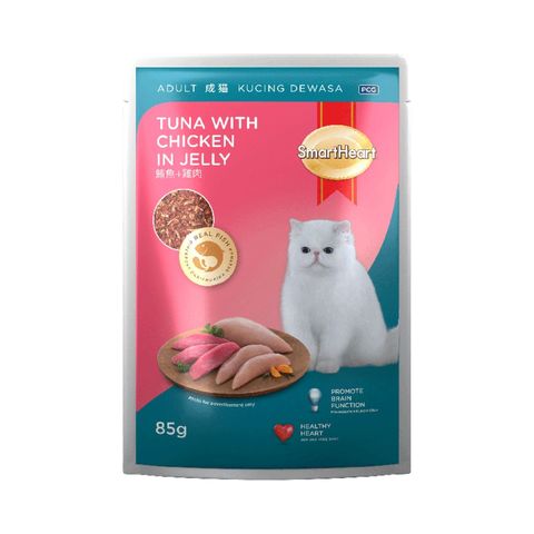 Smartheart Cat Pouch Adult Tuna with Chicken in Jelly 85g