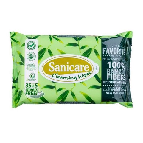 Sanicare Bamboo Fibers Cleansing Wipes 40 Sheets