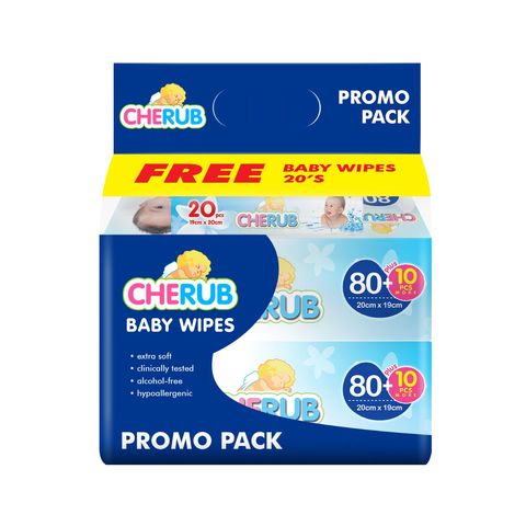 Cherub Baby Wipes Promo Pack 2 x 100 Pieces