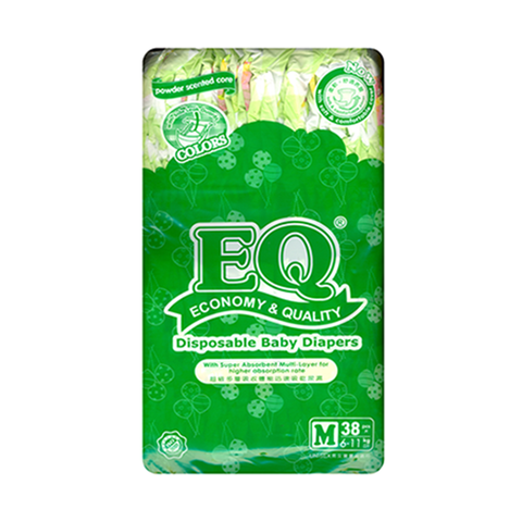 EQ Colors Disposable Baby Diaper Medium 38s