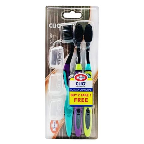 Cleene Clio Toothbrush Ultimax Charcoal (Buy 2 Take 1) 3 Pieces