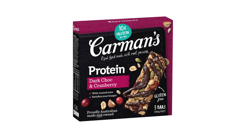 Carman's Dark Choc & Cranberry Protein Bars 200g