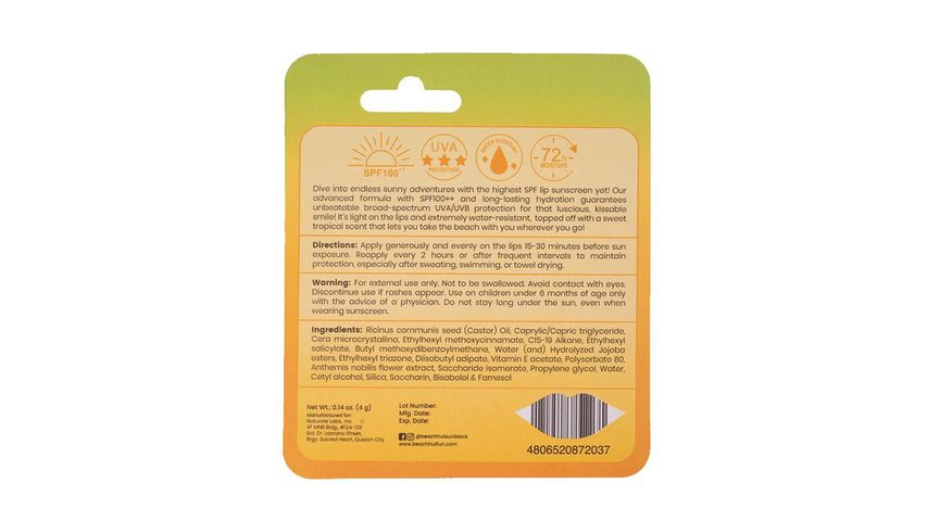 Beach Hut Lip Sunscreen (SPF100++) 4g