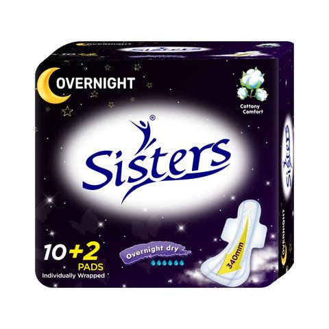 Sisters Cottony Overnight Pads Free 12 Pieces