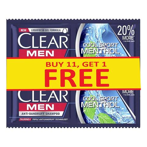 Clear Men Shampoo Cool Sport Menthol (Buy 11, Get 1 Free) 12 x 12ml