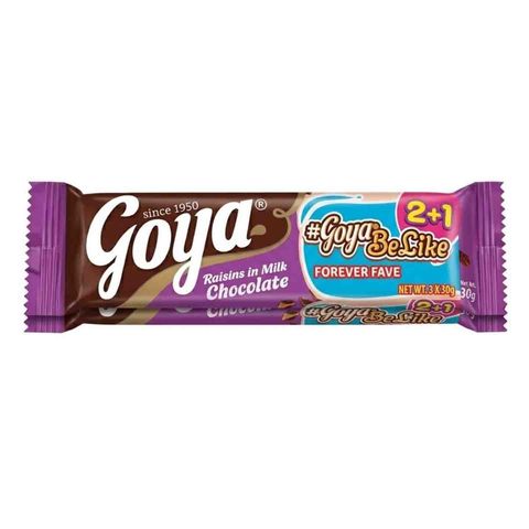 Goya Bar Raisin in Milk Chocolate (Free 2 + 1 Pieces) 3 x 30g