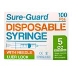 Sure-guard Disposable Syringe with Luer Lock 5cc 23g x 1 (5ml) 100 Pieces
