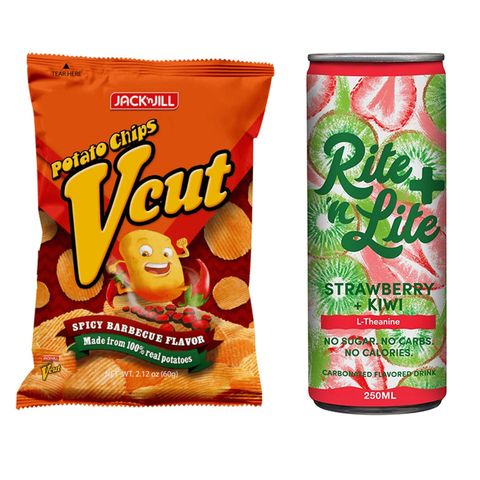Vcut Potato Chips Spicy Barbecue + Rite 'n Lite Strawberry + Kiwi