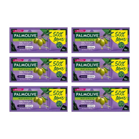 Palmolive Naturals Silky Straight Triple Sachet Shampoo 6 x 15ml