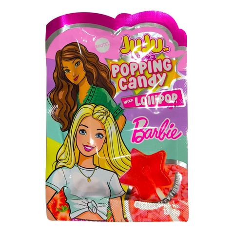 Juju Barbie Popping Candy Strawberry with Lollipop 13.8g