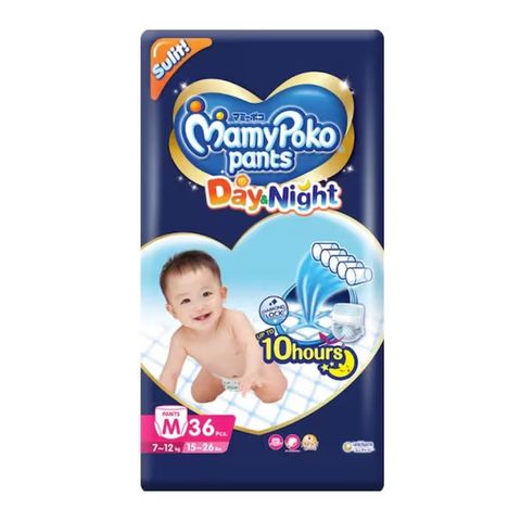 Mamypoko Day and Night Ultra Absorbent Disposable Baby Diaper Pants (Medium) 36 Pieces