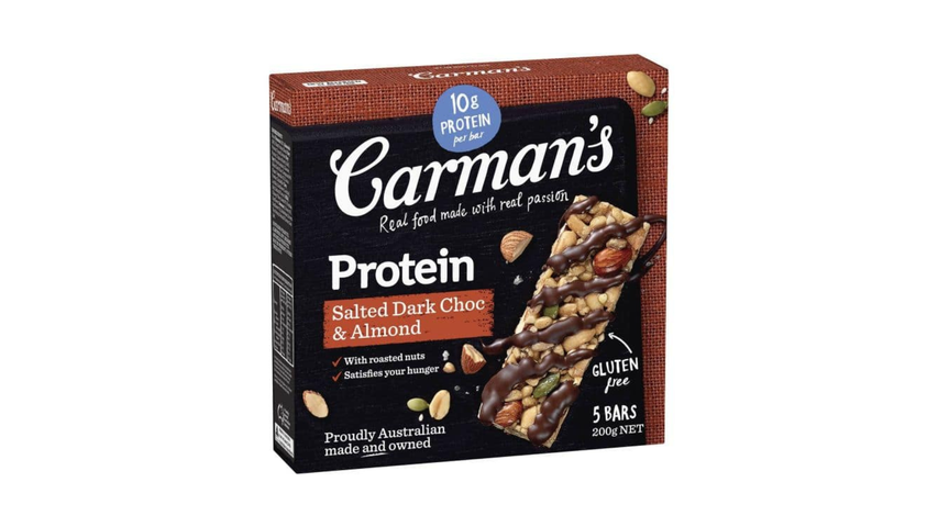 Carman's Salted Dark Choc & Almond Protein Bars 200g