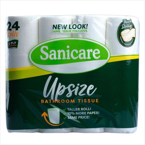 Sanicare 2 Ply Bathroom Tissue Upsize 24 Rolls