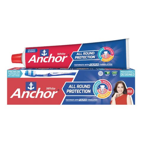 Anchor White All Round Protection Toothpaste with Free Toothbrush 200g