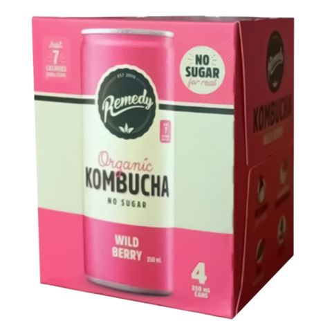 Remedy Organic Kombucha Wild Berry 4 x 250ml