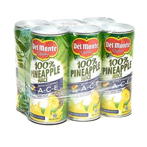 Del Monte 100% Pineapple Juice Drink with Vitamins A-C-E 240mL x6