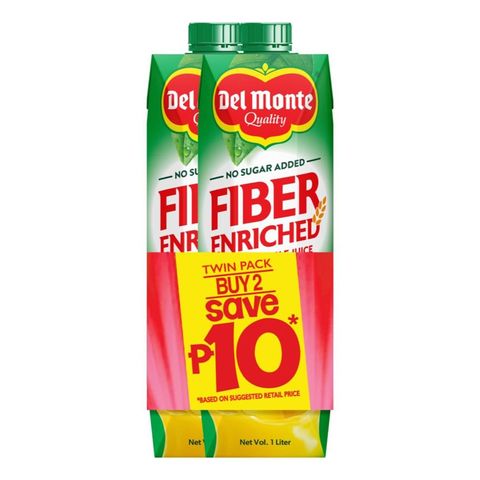 Del Monte Fiber Enriched 100% Pineapple Juice Drink Tetra Twin Pack 1L