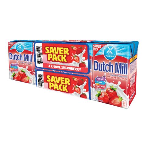 Dutch Mill Yogurt Drink with Strawberry Juice Saver Pack 4 x 90ml