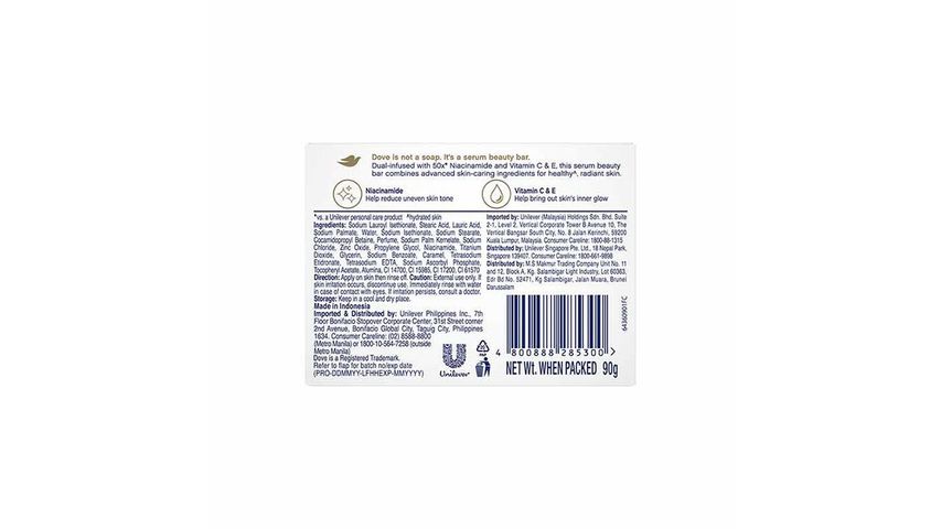 Dove Radiant+Care Niacinamide + Vitamin C & E Serum Bar 90g