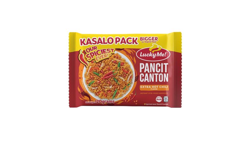 Lucky Me! Pancit Canton Instant Noodles Extra Hot Chili Kasalo Pack 120g