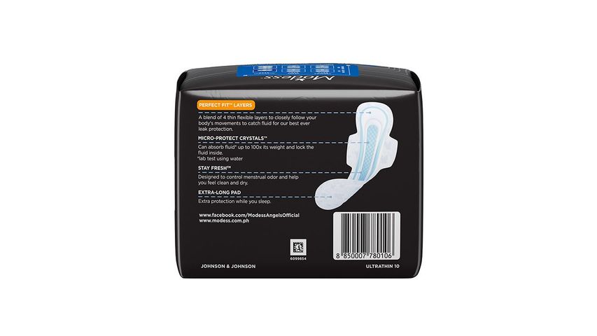 Modess Cottony Soft Ultra Thin Overnight With Wings 10 Pieces