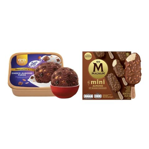 Selecta Choco Almond Fudge Ice Cream 1.25L & Magnum Mini Almond 6 x 45ml Bundle