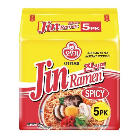 Ottogi/Otoki Jin Ramen Hot Multipack 5 x 120g
