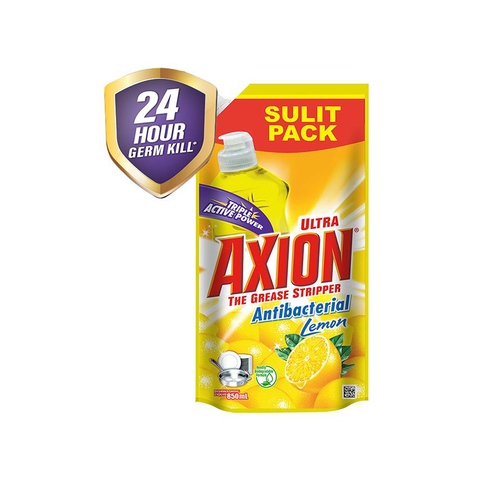 [24 hour Germ Kill] Axion Anti-bacterial Dishwashing Liquid Lemon Doy Pack 850ml