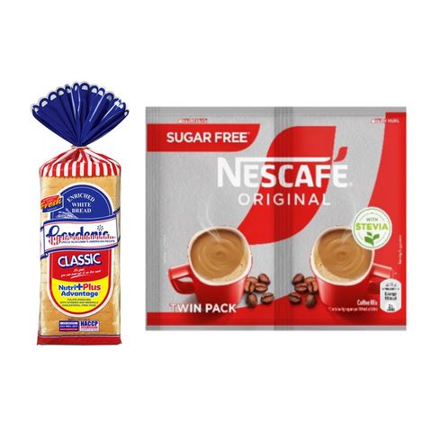Gardenia Classic White Bread 600g Regular Size + Nescafe Original Twin Pack Sugar Free 2 x 11.5g