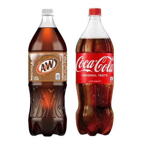 Coke Regular Bottle 1.5L + A&W Root Beer 1.5L