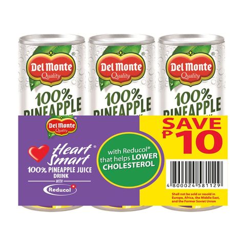 Del Monte Heart Smart 100% Pineapple Juice Drink 240mL x6 - Save P10