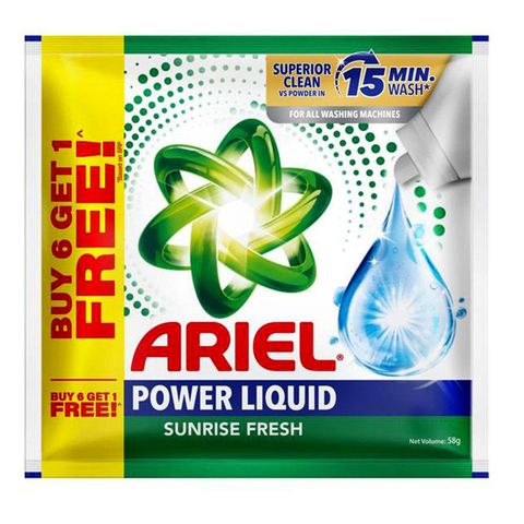 Ariel Liquid Detergent Power Gel Sunrise Fresh (Buy 6 Get 1 Free) 7 x 58g
