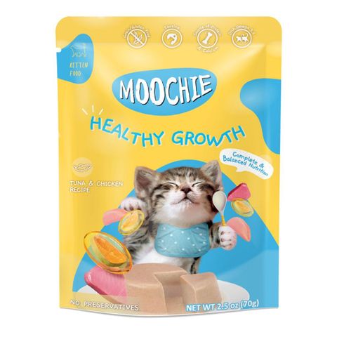 Moochie Kitten Food Mousse with Tuna & Chicken Healthy Growth 70g