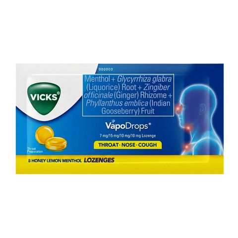 Vicks Vapodrops Lozenges Honey Lemon Menthol 8 x 2.5g
