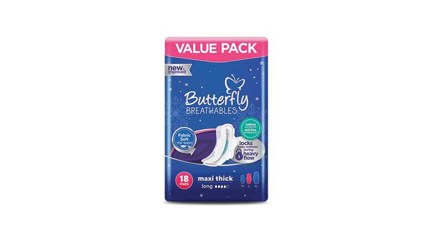 Butterfly Pads Maxi Thick Large 18 Pieces