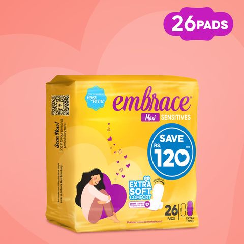 Embrace Maxi Sensitives Trio Pack Extra Long 26 Pads